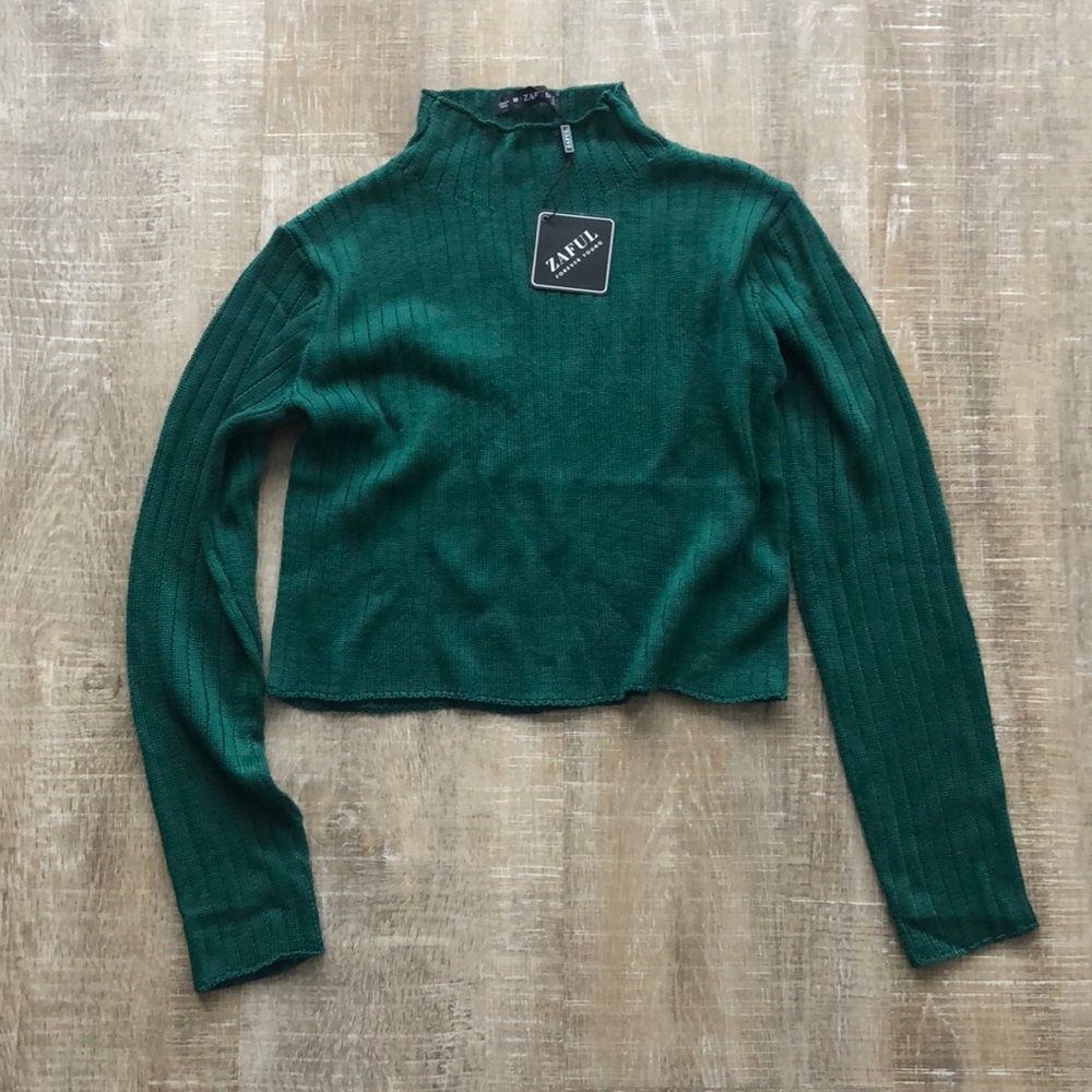 Zaful green crop sweater
